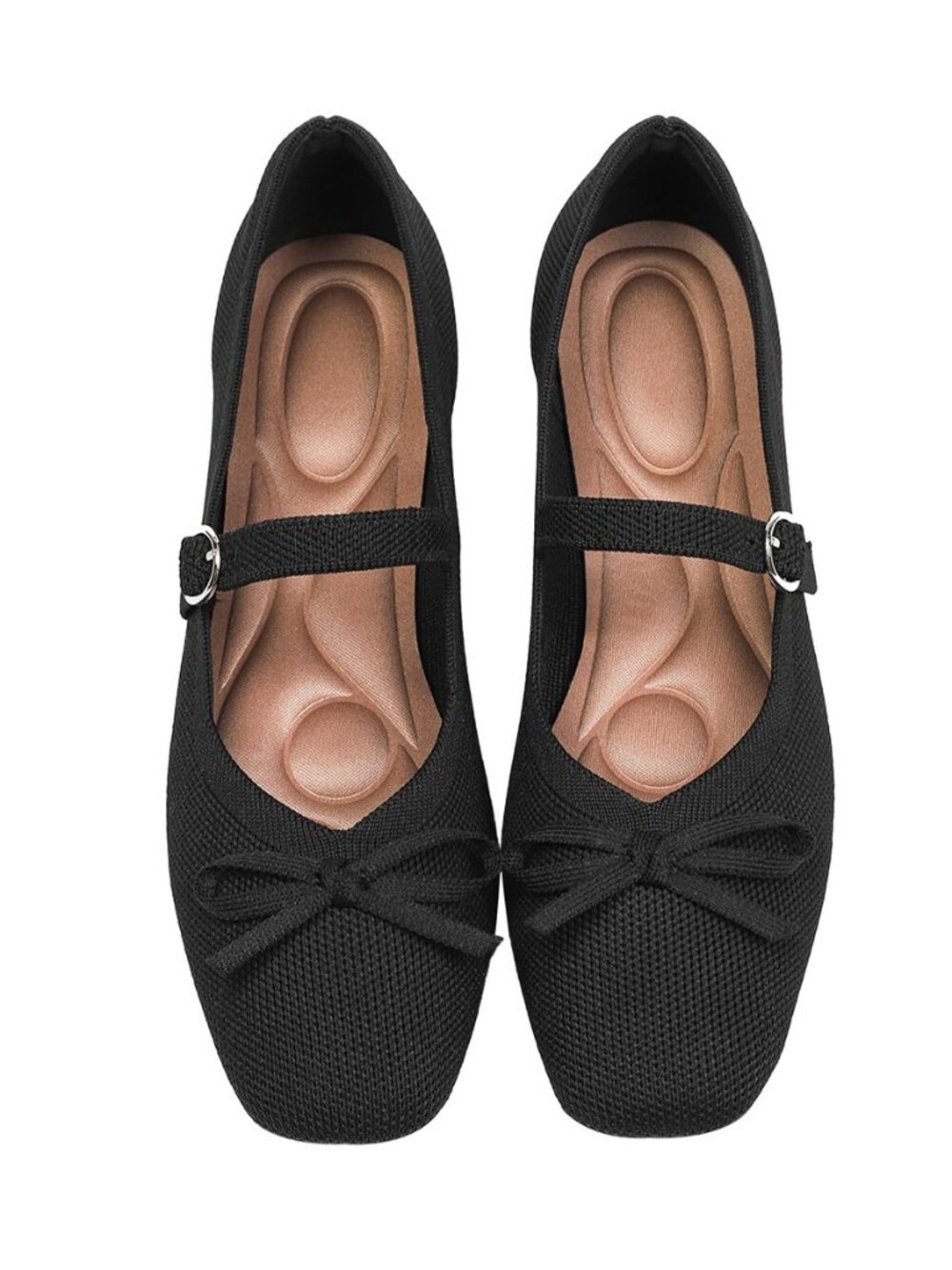 Knit Flats for Women Square Toe Flats Casual Ballet Flats with Ankle